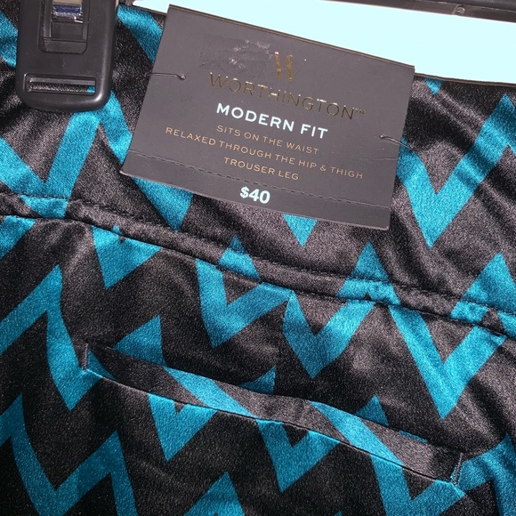 Size 10 Polyester dress slacks black and teal - Picture 3 of 7